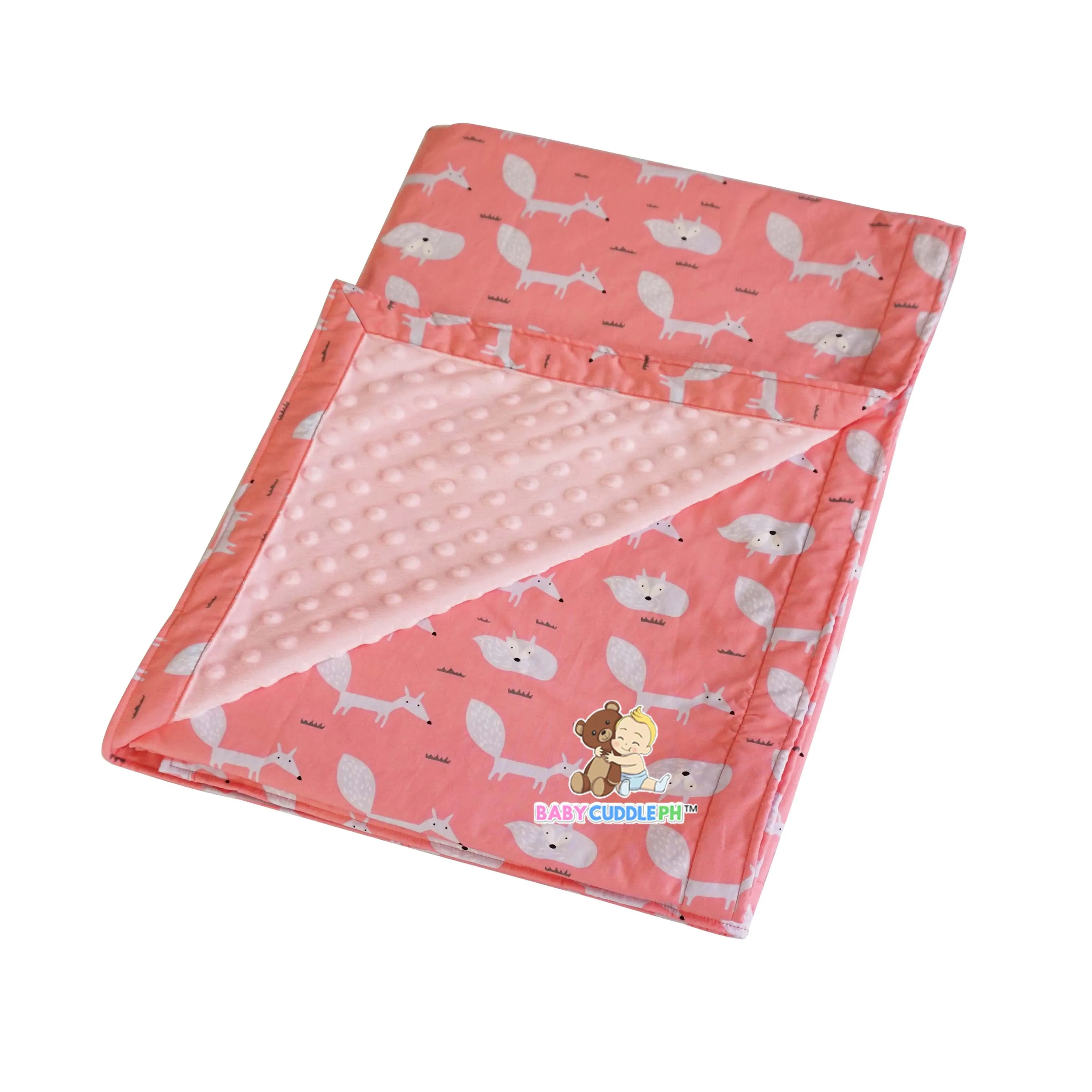 Little Fox in Coral -  Babycuddleph Toddlers kit (Pillow & Blanket)