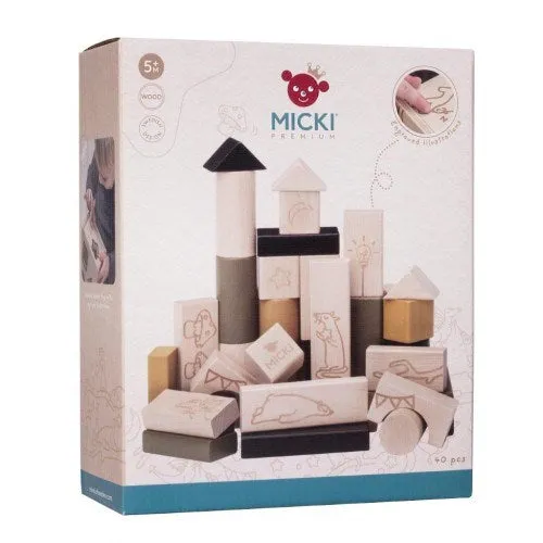 MICKI Premium - Wooden Building Blocks 40 pcs