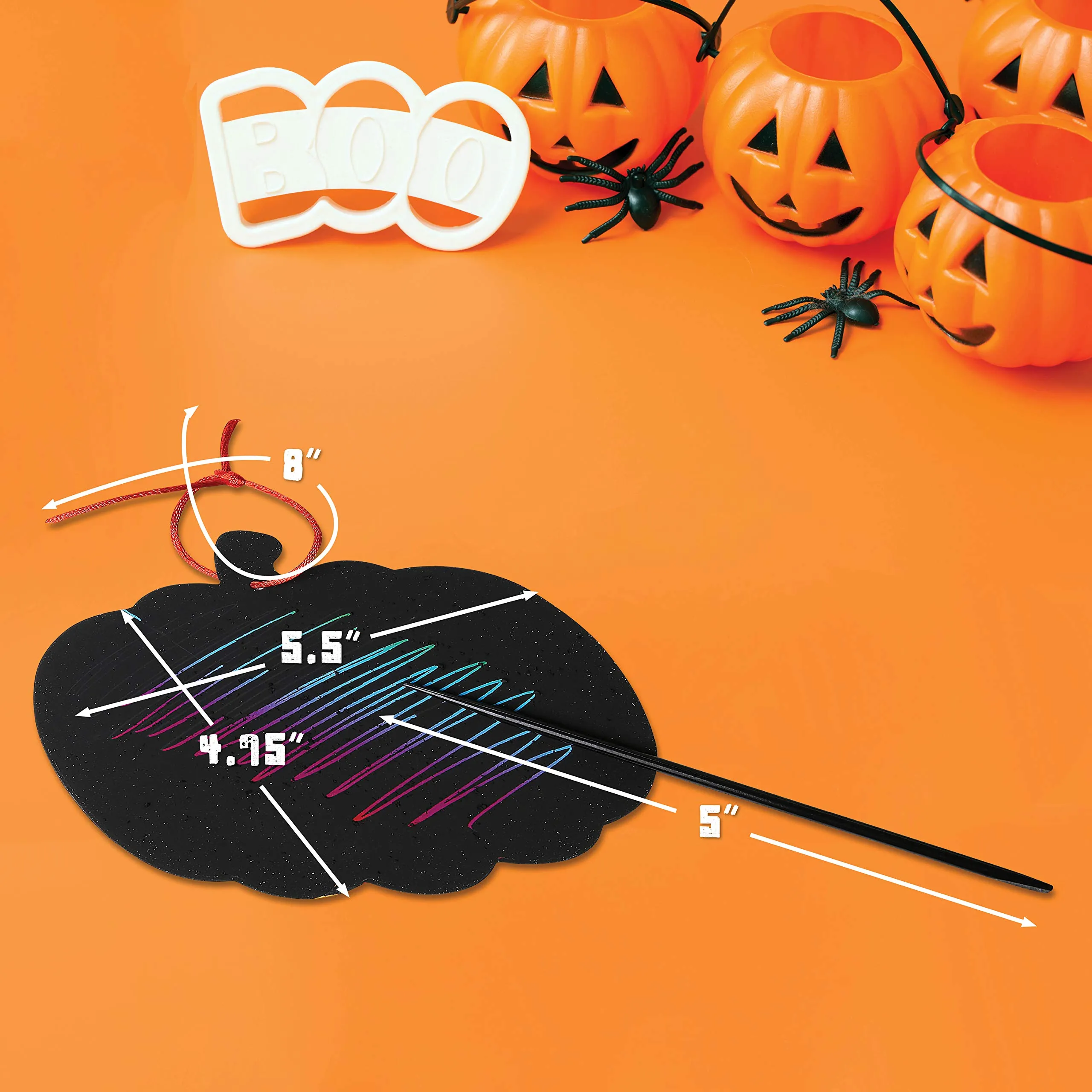 Neliblu Halloween Scratch Art Paper Crafts Kit Bulk Pack of Halloween Pumpkins with Magic