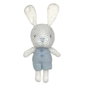 Petit Ami & Zubels Bunny Bamboo Crochet Rattle - Blue