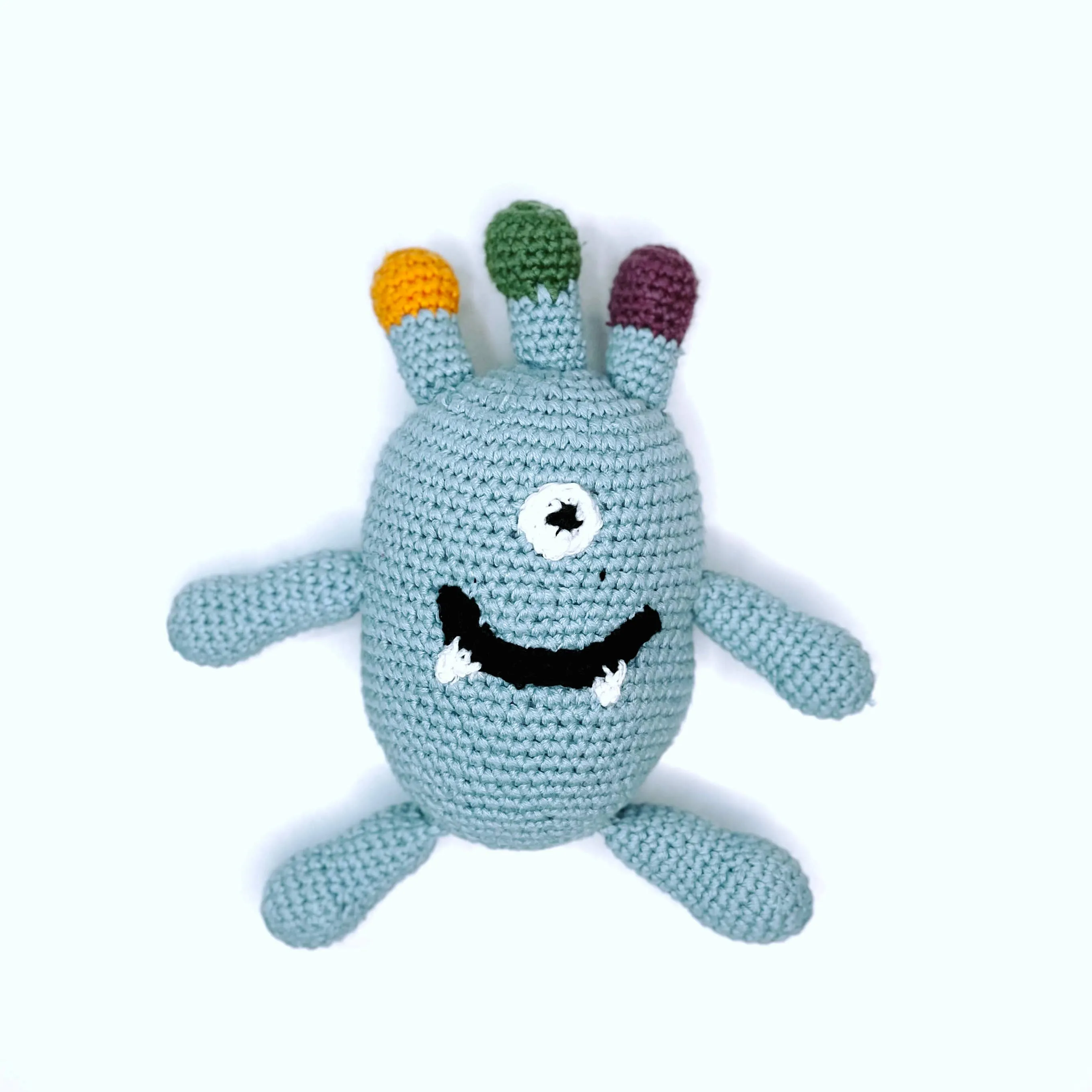 Plush Monster Rattle: Duck Egg Blue