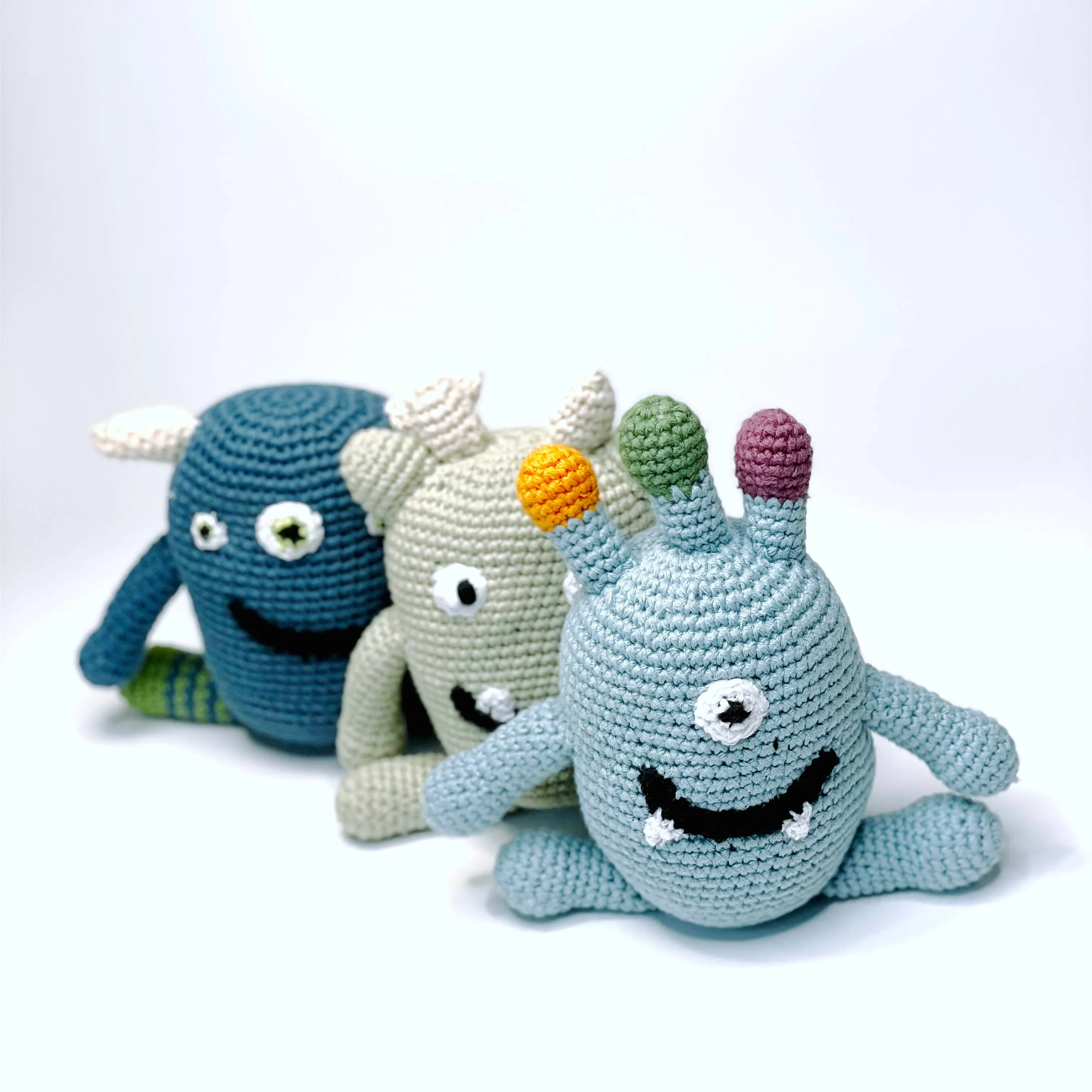 Plush Monster Rattle: Duck Egg Blue