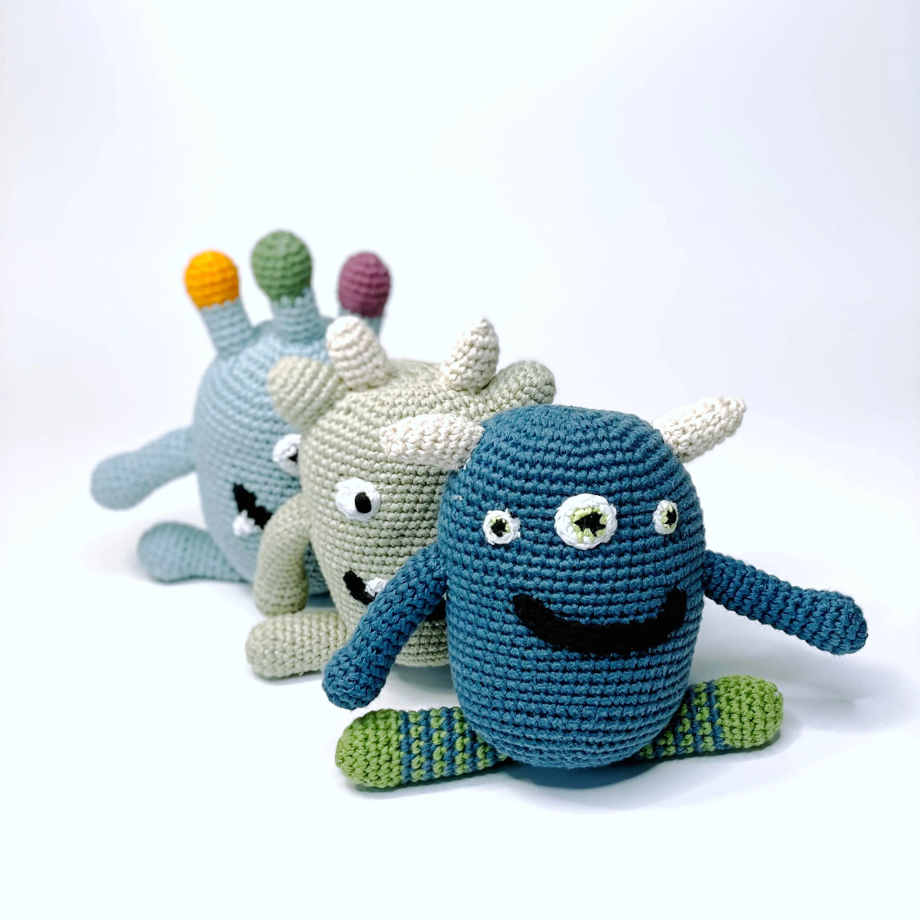 Plush Monster Rattle: Duck Egg Blue