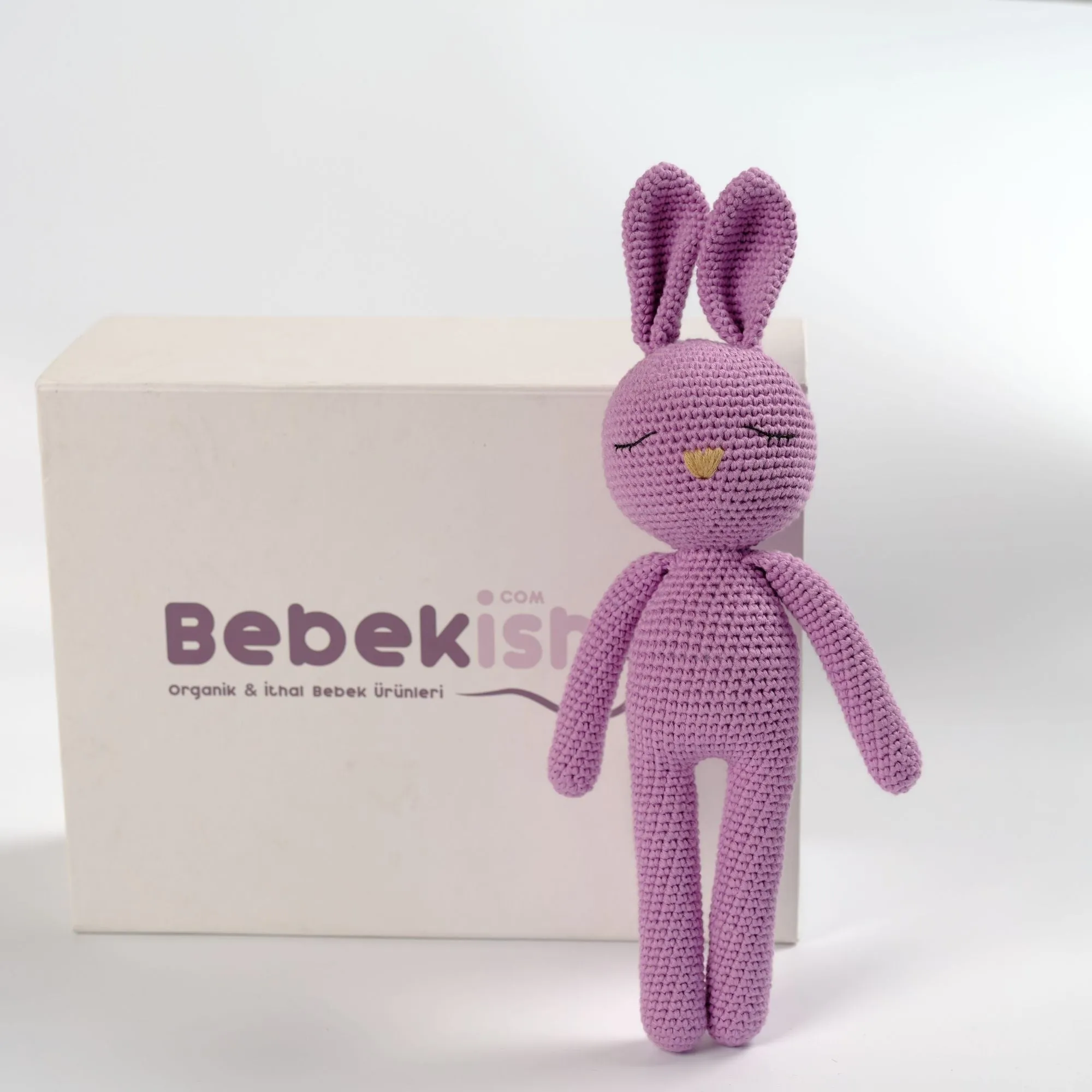 Purpish Sleepy Bunny Organic Handmade Toy