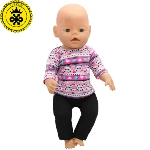 Purple Sweater   Black Pants Suit Dress fit 43cm Baby Born Zapf Doll Clothes and 17inch Doll Accessories Handmade 188