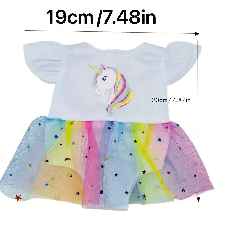 Sparkly Unicorn Yarn Dress for 18 Inch and Baby Dolls