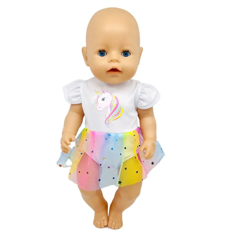 Sparkly Unicorn Yarn Dress for 18 Inch and Baby Dolls