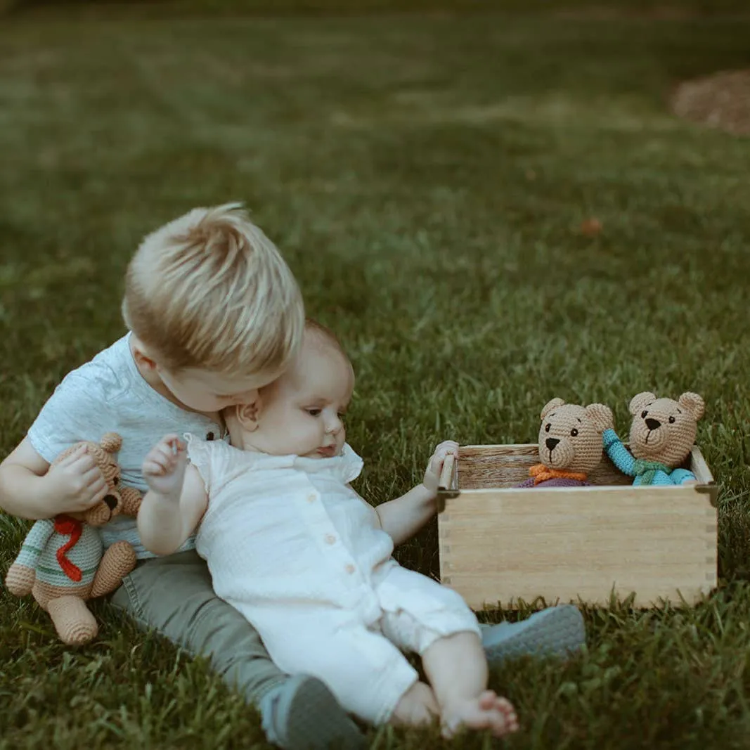 Teddy Bear Rattle: Duck Egg Blue