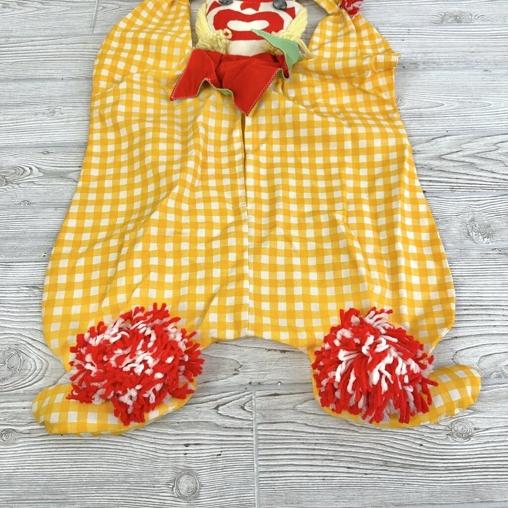 Vintage Hand Made Fabric Clothespin Holder/Bag Clown /cb