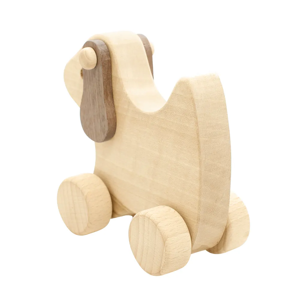 Wooden Dog Push Along - Socks