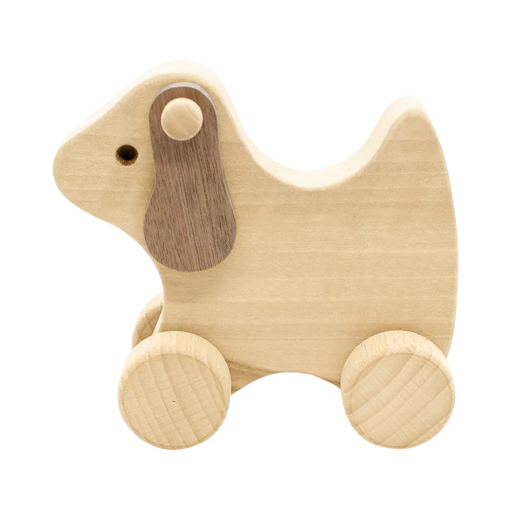 Wooden Dog Push Along - Socks