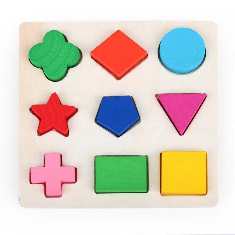 Wooden Geometric Shape Puzzle Toy Early Learning Educational Toys For Children Play Games Gift Colorful Baby Kids Wooden Toys