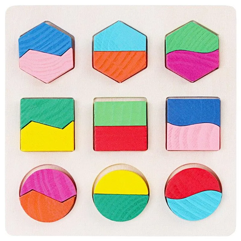 Wooden Geometric Shape Puzzle Toy Early Learning Educational Toys For Children Play Games Gift Colorful Baby Kids Wooden Toys