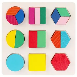 Wooden Geometric Shape Puzzle Toy Early Learning Educational Toys For Children Play Games Gift Colorful Baby Kids Wooden Toys