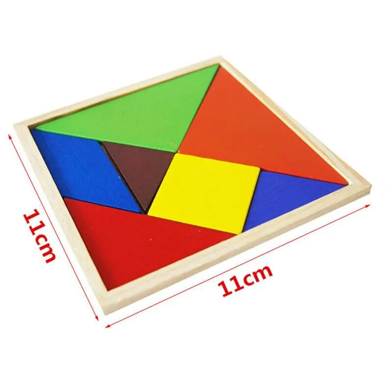 Wooden Tangram Brain Teaser Puzzle Early Educational Learning Toys Gifts For Children Kids Good For Baby's Intelligence Develop