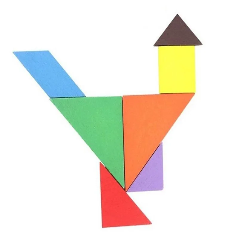 Wooden Tangram Brain Teaser Puzzle Early Educational Learning Toys Gifts For Children Kids Good For Baby's Intelligence Develop