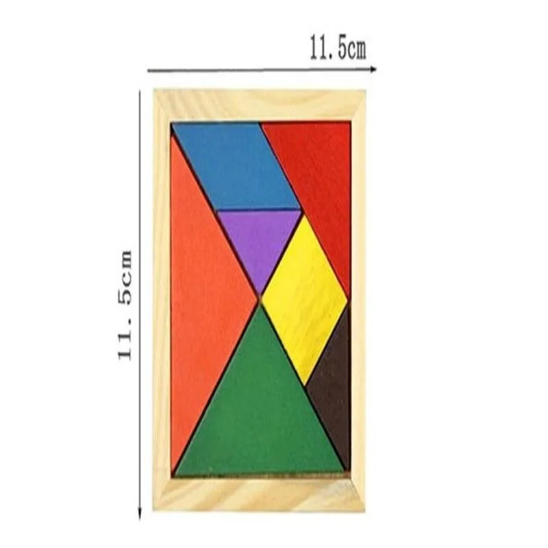 Wooden Tangram Brain Teaser Puzzle Early Educational Learning Toys Gifts For Children Kids Good For Baby's Intelligence Develop