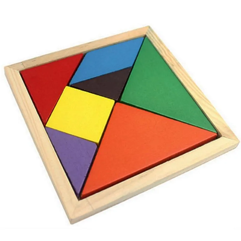 Wooden Tangram Brain Teaser Puzzle Early Educational Learning Toys Gifts For Children Kids Good For Baby's Intelligence Develop