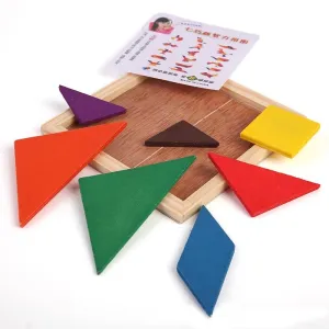 Wooden Tangram Brain Teaser Puzzle Early Educational Learning Toys Gifts For Children Kids Good For Baby's Intelligence Develop